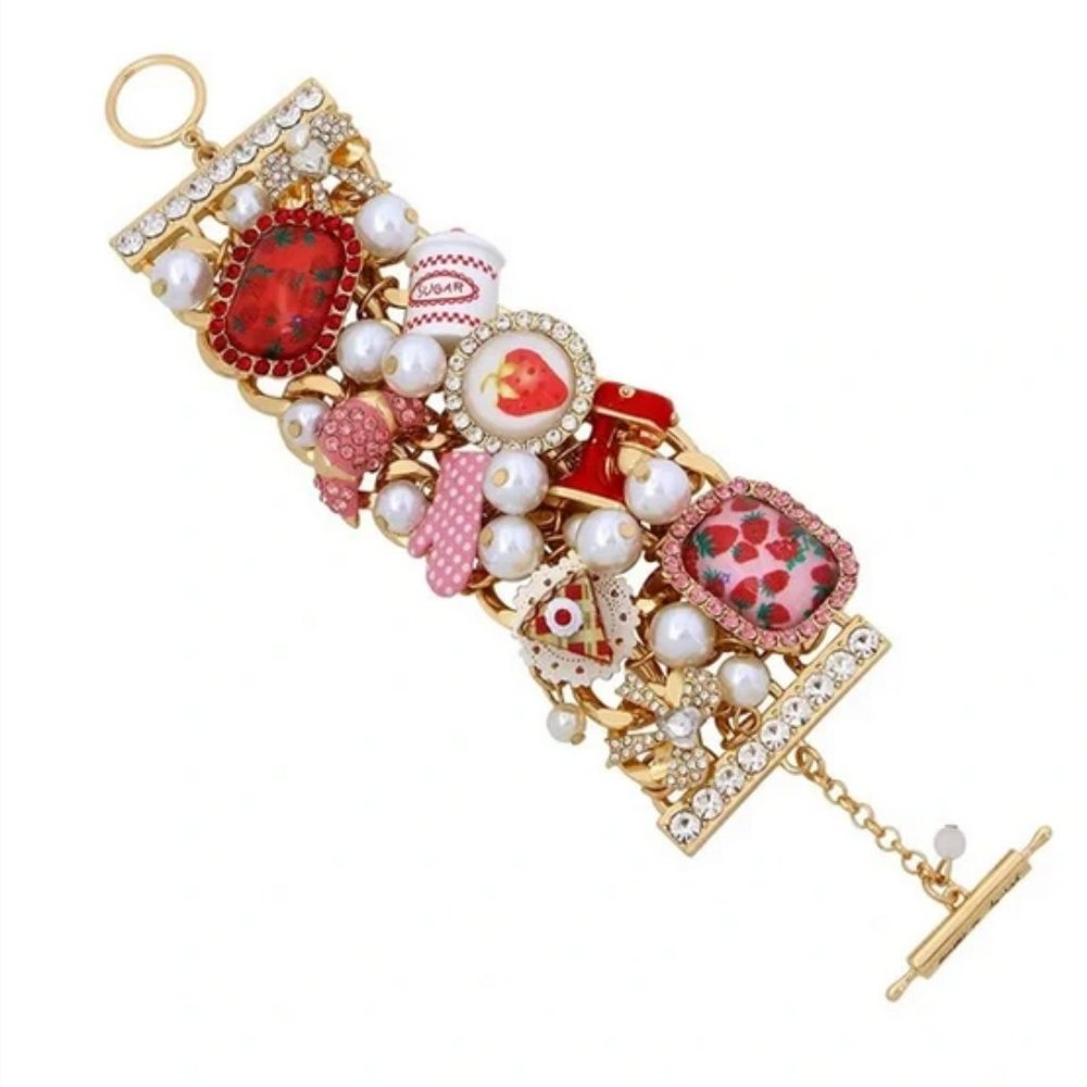Betsey Johnson BABY CAKES Baking Charms Toggle Bracelet NWT